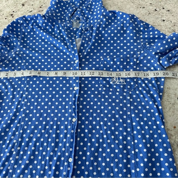Ralph Lauren Pajama Women's‎ L Cotton Polka Dot Blue Sleep Shirt button up - Picture 6 of 8